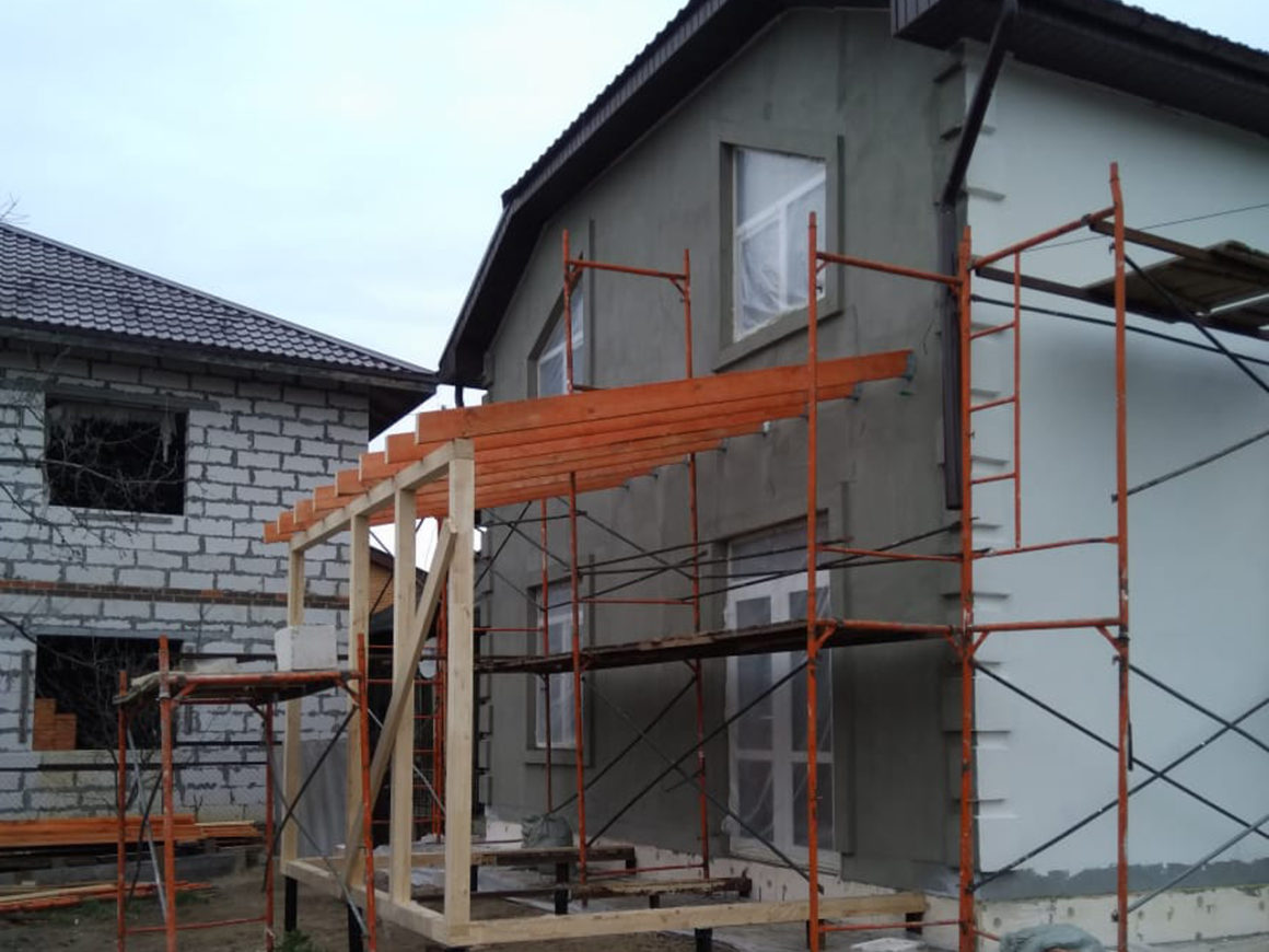 Отделка фасада декоративной штукатуркой 160м2