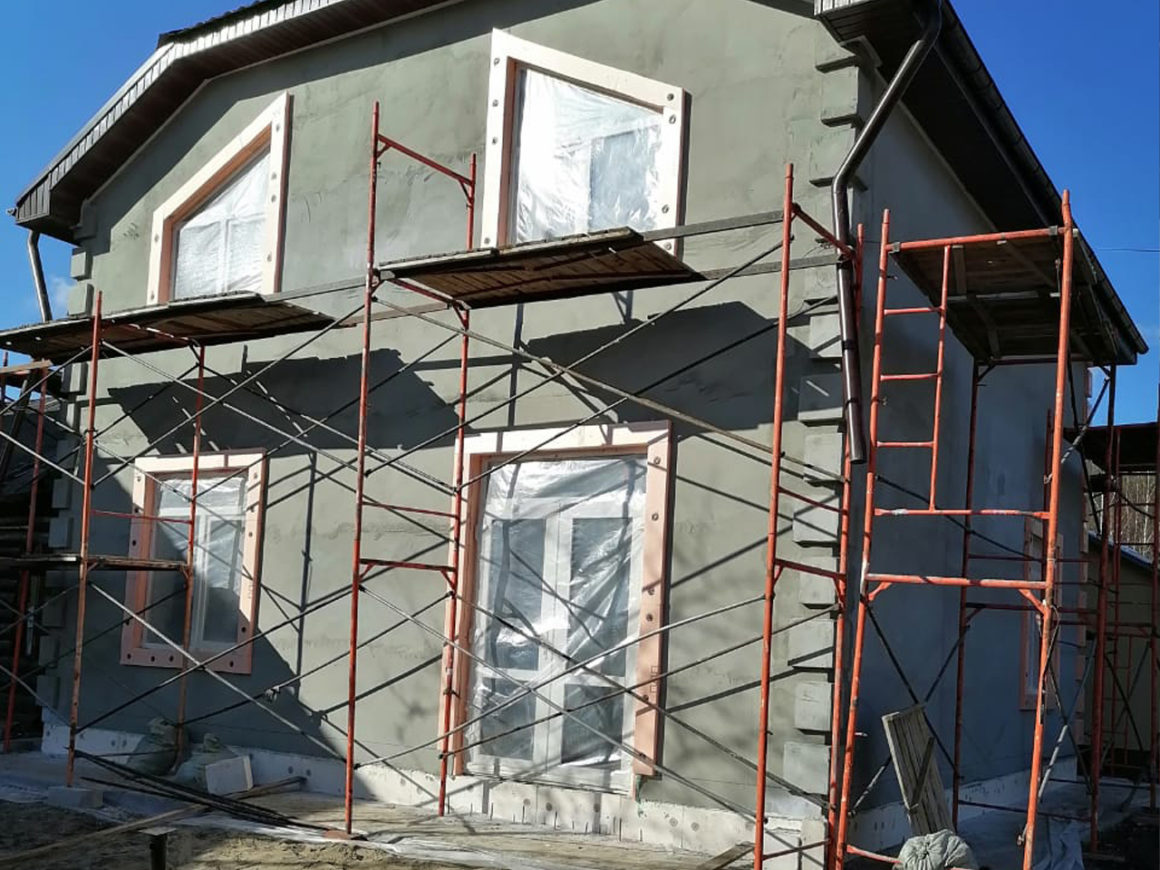 Отделка фасада декоративной штукатуркой 160м2