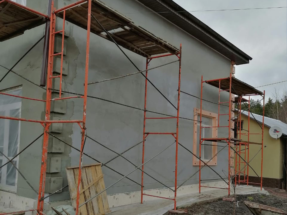 Отделка фасада декоративной штукатуркой 160м2