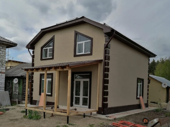 Отделка фасада декоративной штукатуркой 160м2